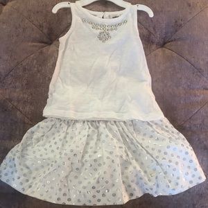 Two piece off white/ silver OshKosh skirt set
